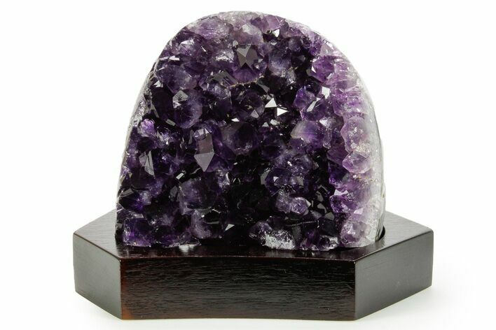 Deep Purple Amethyst Geode With Wood Base - Uruguay #364435